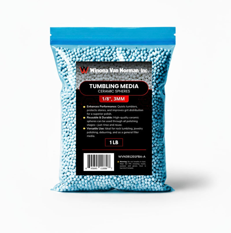 Winona Van Norman Small Ceramic Spheres (1lb) | 3mm (1/8") Round Tumbling Media for Rock & Metal Polishing | Reusable Non-Abrasive Filler for Tumblers | Reduces Noise & Breakage