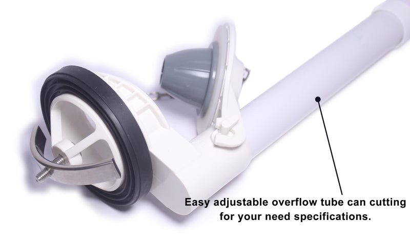 Universal Toilet Flush Valve, 2-Inch One Piece Toilet Replacement Parts Toilet Repair Kit with Flapper and Chain, Easy to Install, White