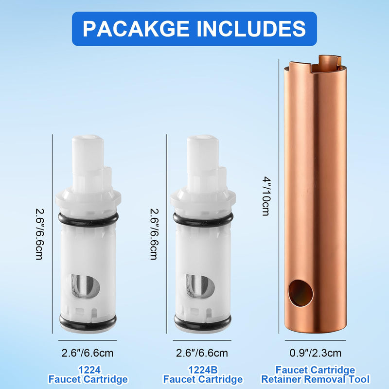 1224 1224B Faucet Cartridge Kit Compatible with Moen Double Handle Faucets and Tub Showers with Removal Tool