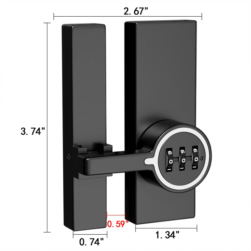 Mechanical Password Lock for Barn Doors, 3-Digit Combination Flip Latch, Keyless Entry to Protect Privacy - Suitable for Windows, Cabinets, Bathroom, and Sliding Doors (2, Black (Luminous)) Black (Luminous) 2