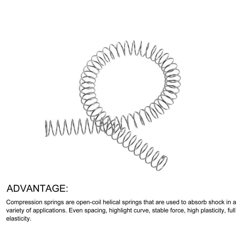 METALLIXITY Compression Springs (1x12mm OD,305mm Free Length) 304 Stainless Steel Extension Spring - for Shop Home Repairs, DIY Projects, Silver Tone 1mm x 12mm x 305mm