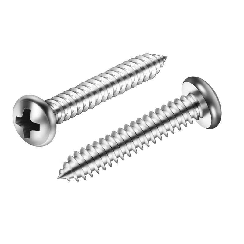 #12 x 1-1/2" Pan Head Self Tapping Screw, Pan Head Sheet Metal Screws Wood Screws, Stainless Steel 304 (18-8), 50 Pack #12 x 1-1/2"