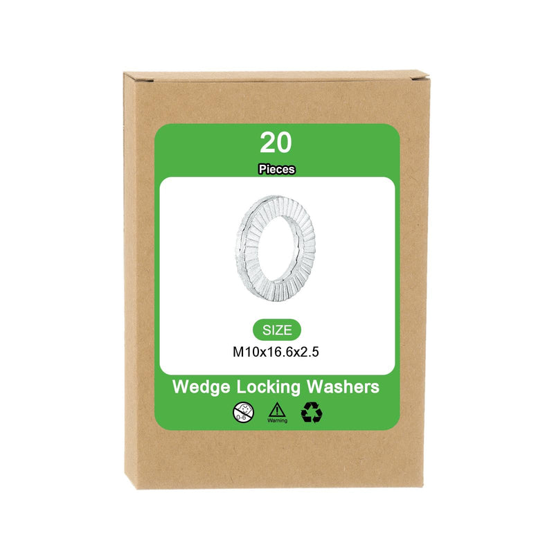 uxcell Wedge Locking Washers for M10 Bolts, 20pcs Manganese Steel Washers Vibration Resistant Safety Washers 20