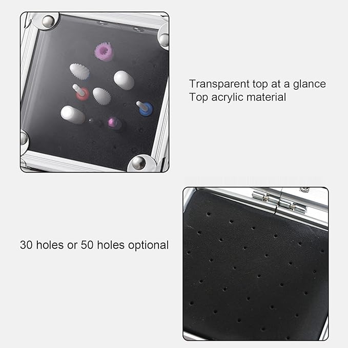 Daconovo 30 Holes Manicure Drill Bit Storage Box Manicure Tool Organizer Nail Drill Bit Holder Case Portable Nail Art Storage Container for Nail Salon - NewNest Australia