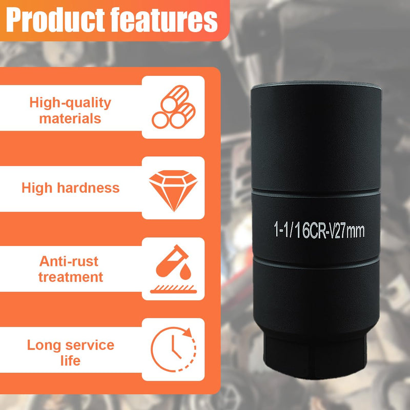 YoRise Car Oil Pressure Sensor Socket, Universal 6 Point Oil Sending Unit Quick Removing & Installing Tool, 1 1/16 Oils Pressure Switch Socket Fits 1 1/8" Hex Wrench or 3/8" Drive (Black) Black
