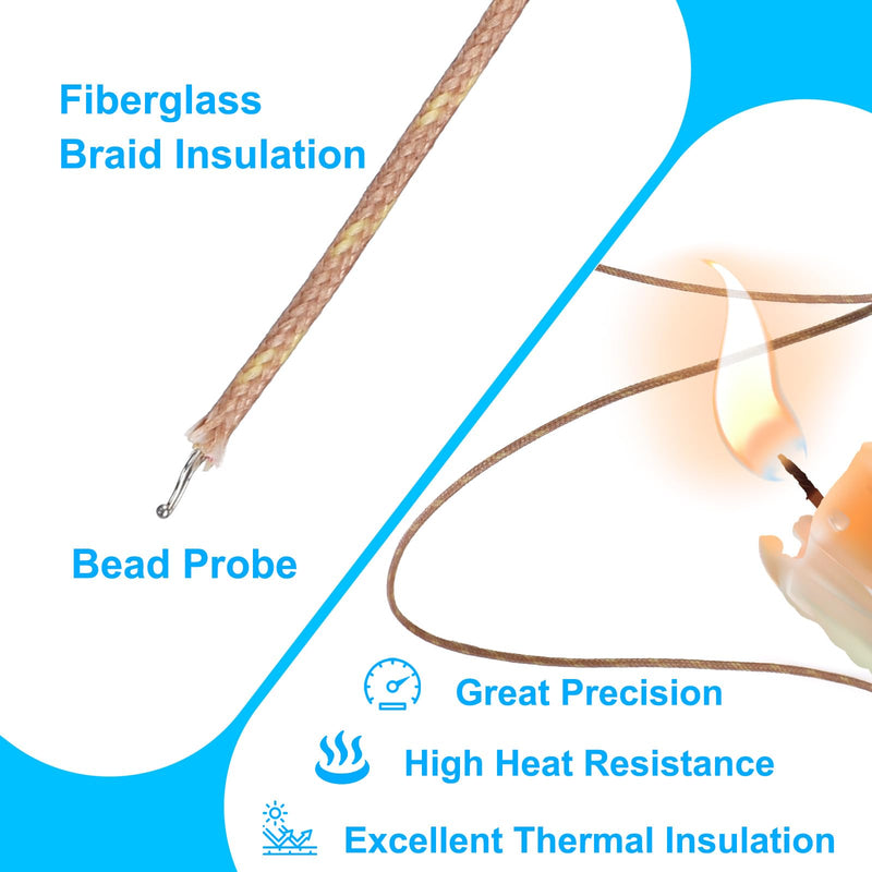 DROK High Accuracy K Type Thermocouple Probe - 3 Pack Type K Temperature Probes & Sensors for Thermocouple Thermometer, 1 Meter Long Measure Range -40°C~480°C (-40°F~896°F) 1m