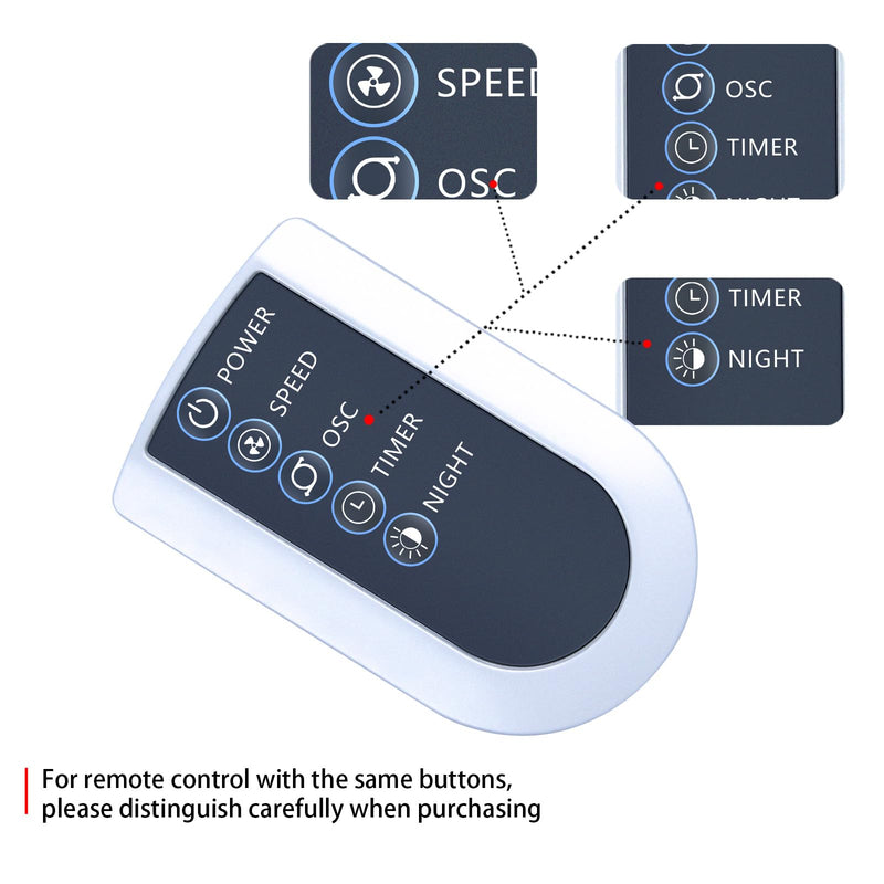 PZL Replacement Remote Control for Lasko Oscillating Tower Fan 2033666C 2033666D T42050 T36205 T42552 T48312 T48322 T48332 T48312 T48314 T42951 T42952 T42954 T42964