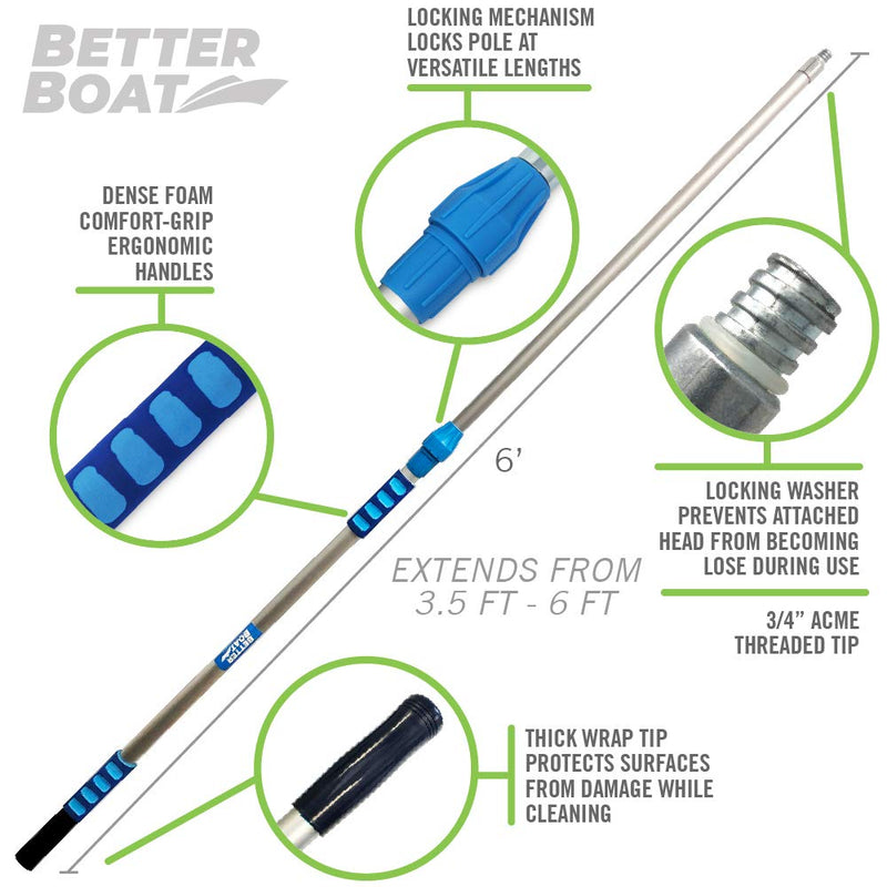 Extension Pole, Telescoping Rod, 3.5 to 6 ft Extendable Deck Brush Handle 3.5 FT to 6 FT