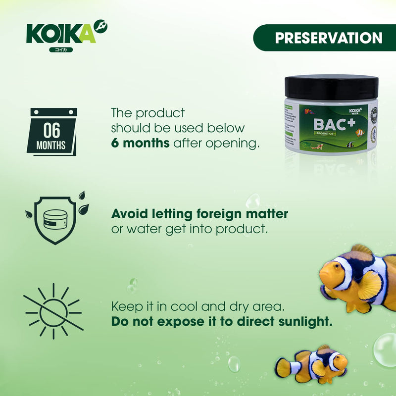 KOIKA BAC+ Aquarium Probiotics Powder, Improves Water Conditions for Fish and Shrimp, Supports Clean Water and Tank Balance, for Aquatic Use Only (BAC+(Powder), 2.82 oz) BAC+(Powder) 105ml