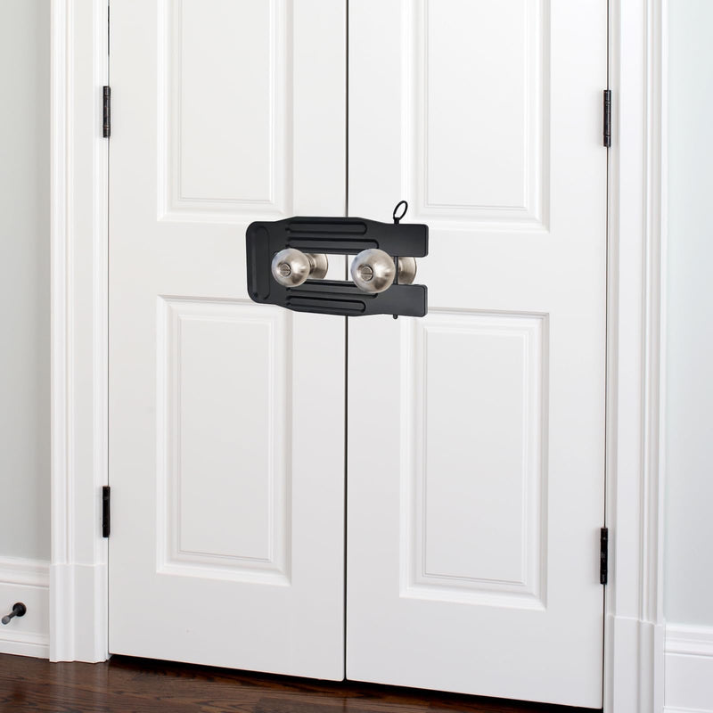French Door Lock Childproof | Adjustable Double Door Reinforcement Lock for French Doors Home Security | Add High Security to Prevent Home Unauthorized Entry | Unibody Aluminum Construction, Black