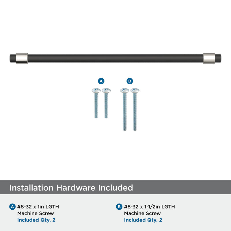 Amerock BP36861FBPN | Mergence 8-13/16 inch (224 mm) Center-to-Center Matte Black/Polished Nickel Cabinet Pull | Kitchen Cabinet Hardware | Furniture Hardware | Drawer Handle