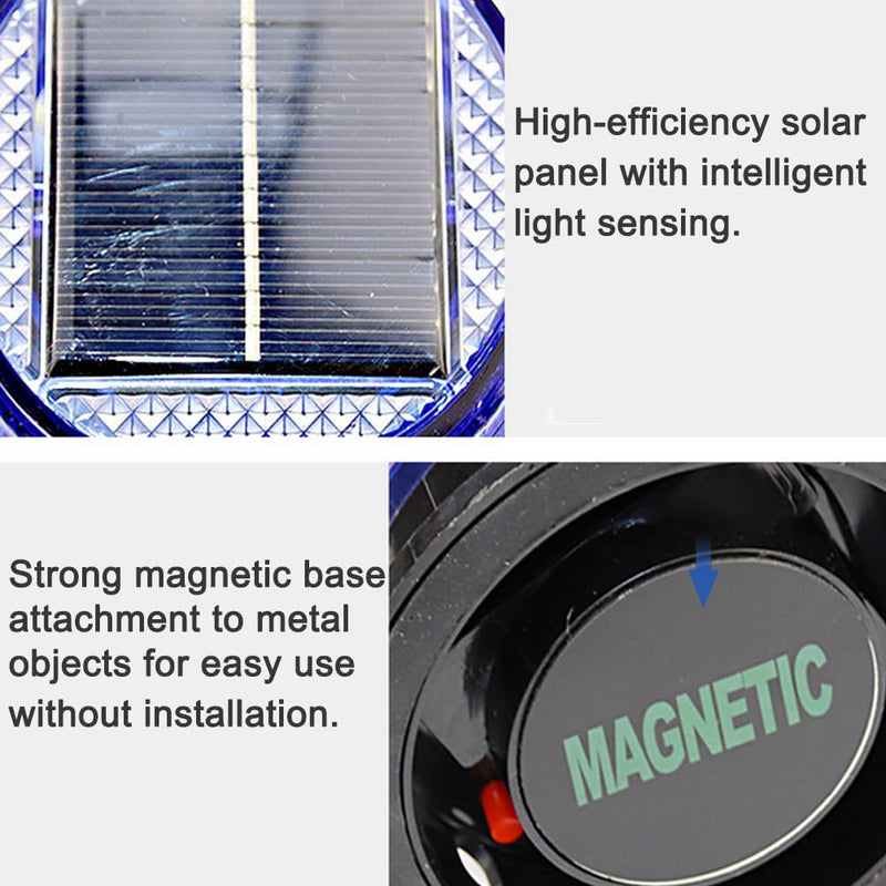 Aolyty Solar Strobe Warning Light with Strong Magnetic Base LED Warning Lamp Super Bright Solar Safety Flashing Light Waterproof for Construction, Traffic, Factory, Crane Tower, Dock (Red&Blue) Red&Blue