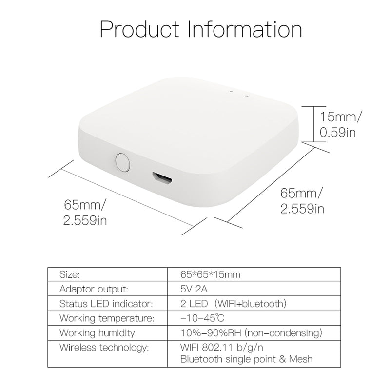 MOES Tuya Hub Link Fingerbot to Wi-Fi (Support 2.4GHz) Compatible with Alexa, Google Home, IFTTT and Timmer Control, One Gateway Can Connect Multiple Fingerbots