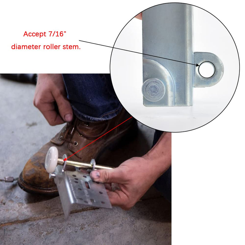 Garage Door Bottom Lifting Brackets for 7/16in Stem Roller Left and Right with Bolts - 1Pair
