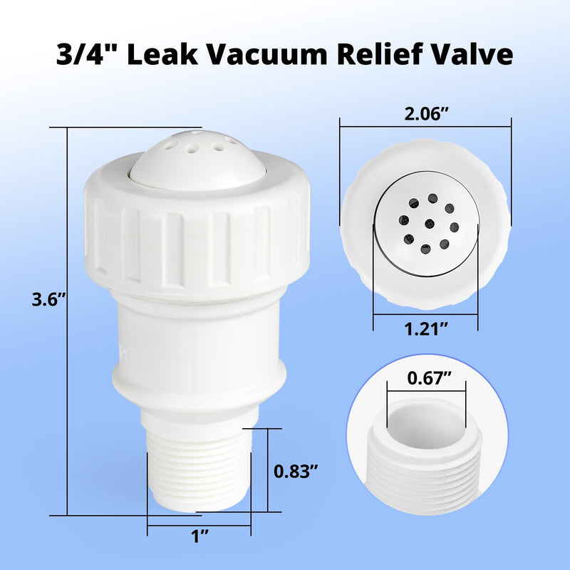 3/4" Vacuum Relief Valve Pool Solar Panels Compatible for Heliocol and Sunstar Panels, PVC Vacuum Relief Valve Fit for Heliocol Solar Swimming Pool Heating Systems (White)