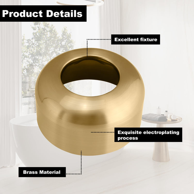 PFLBELL1127 1-1/2" Bell Flange,Made To Match 1-1/2-Inch ID x 3-Inch OD Box Flange,Compatible with Clawfoot Tub Over Pedestal Sink Drain Against Wall,Brushed Brass PFLBELL1127