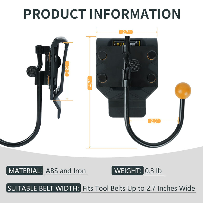 MELOTOUGH Tool Belt Hook,Tool Holster,Drill Belt Holder,Cordless Drill Holster Single (Black)