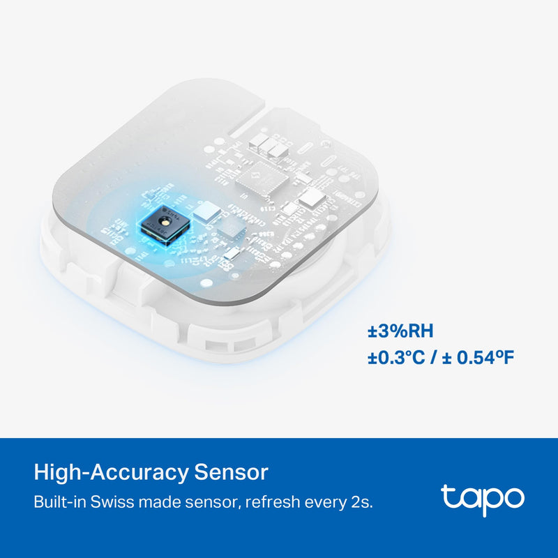 TP-Link Tapo Smart Temperature and Humidity Sensor T310, White, Requires Tapo Hub, High-Accuracy Swiss-Made Sensor, Real-Time Notifications, Free Data Storage, Long-Lasting Performance Temperature Sensor