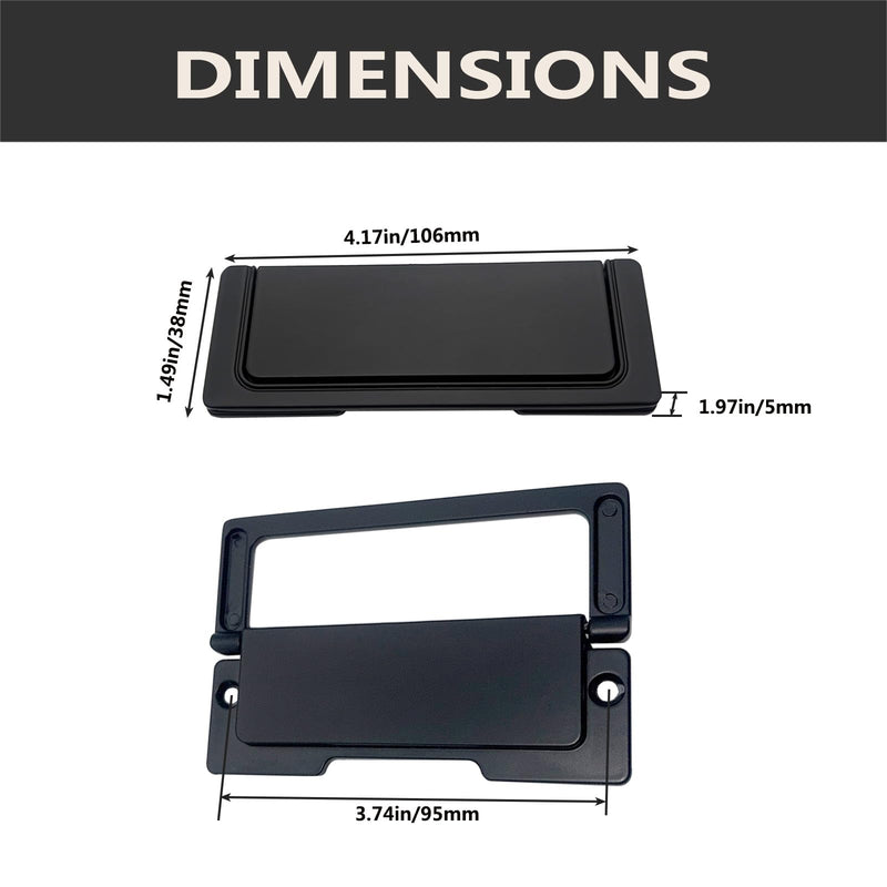 Black Hidden Cabinet Handles, 4-Pack Embedded Furniture Pull Rings, Flat Installation with Screws Black-4PCS