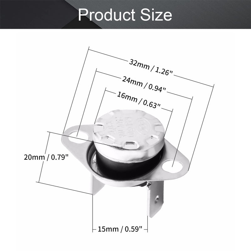 Fielect 5Pcs KSD301 Thermostat 120ｰC/248ｰF Normally Closed N.C Snap Disc Temperature Switch for Microwave Oven Coffee Maker Smoker Bent Feet 120C 5Pcs