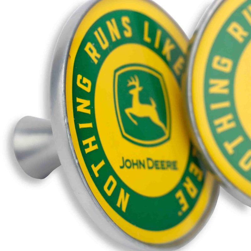 Open Road Brands John Deere Runs Like a Deere Acrylic Knobs - Functional John Deere Knobs for Dresser or Cabinet - Pack of 2 Yellow