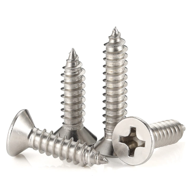 #12 x 1-1/2" (5/8" to 2" Available) Flat Head Sheet Metal Screws Wood Screws, 304 Stainless Steel 18-8, Self Tapping, 50 PCS #12 x 1-1/2"