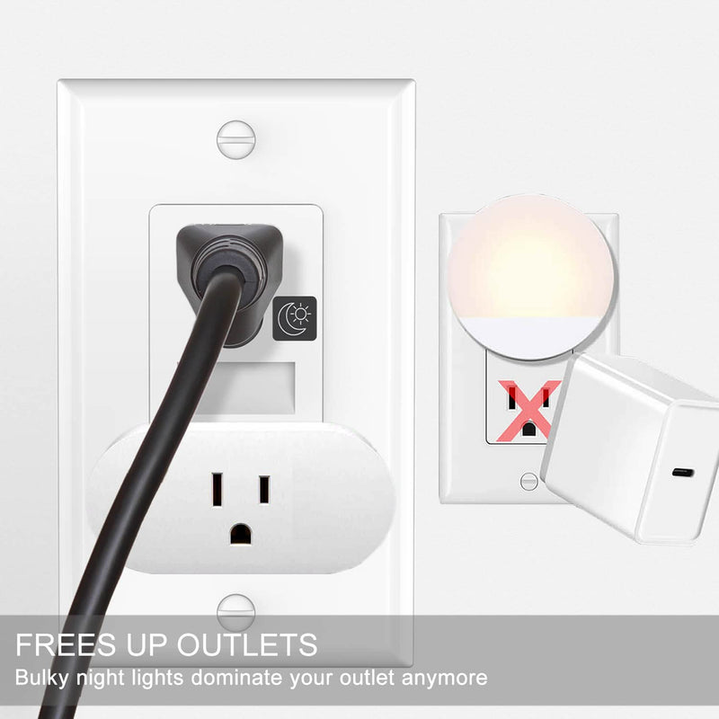 SOZULAMP Night Light Wall Outlet-Easy to Install,Standard Electrical Outlets with Nightlight,White,2 Pole 3 Wire,Non-Tamper Resistant,Wall Plate Included(4Pack,Daylight White LED) Non-Tamper Resistant Daylight White LED