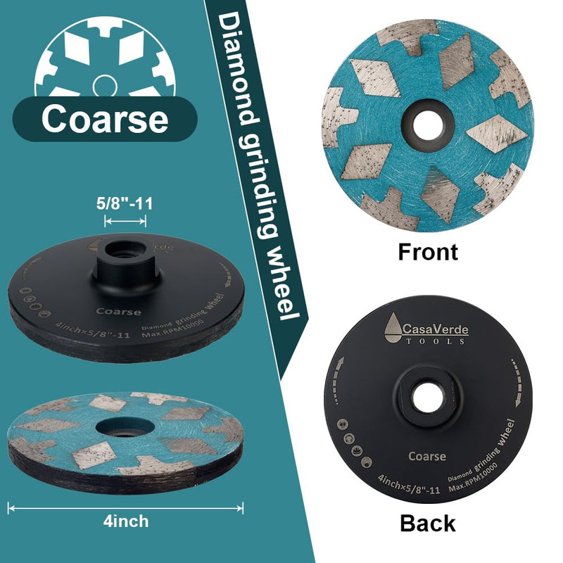 Casaverde 4" Resin Filled Diamond Cup Wheel,Granite Cup Wheels with Coarse Grit for Granite,Marble and Engineered Stone