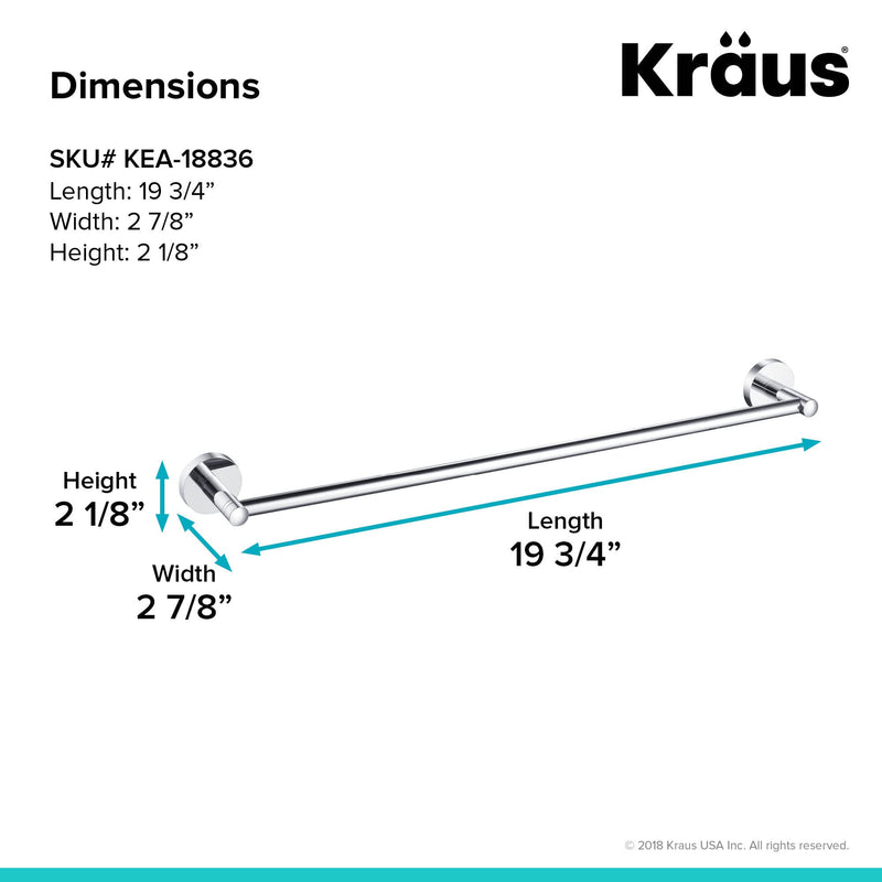 KRAUS Elie 18-inch Bathroom Towel Bar, Chrome Finish, KEA-18836CH