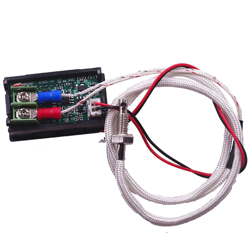 12V Green Fahrenheit Digital Temperature Gauge -58F~536F LED Display Screen with Terminal Wire and 0.5 Meter K-Type Thermocouple (Thread: M6)