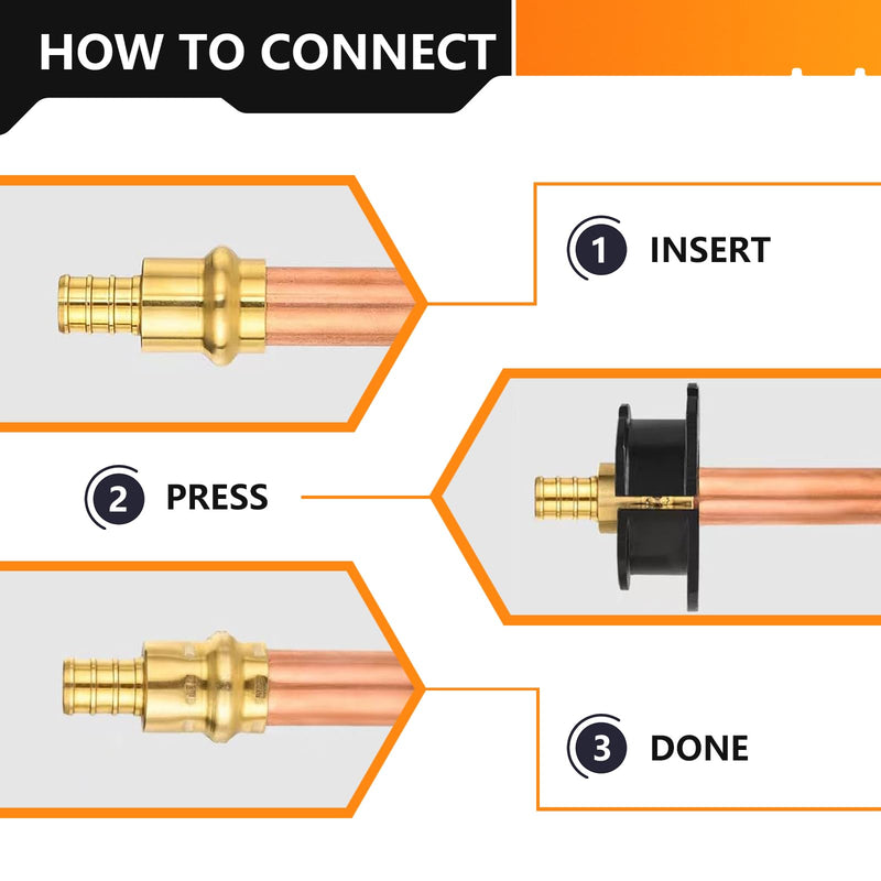 10PC Bottled HeSun 3/4" Copper Press X 1/2" PEX-A Adapter(PRESS088-10) 3/4" PRESS X 1/2" PEX-A