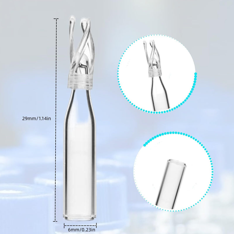 Polyspring Insert Clear Glass, 6mm Insert Diameter,HPLC Vial Insert Volume 200µl (Pack of 100) 200ul Glass Insert 6x29mm