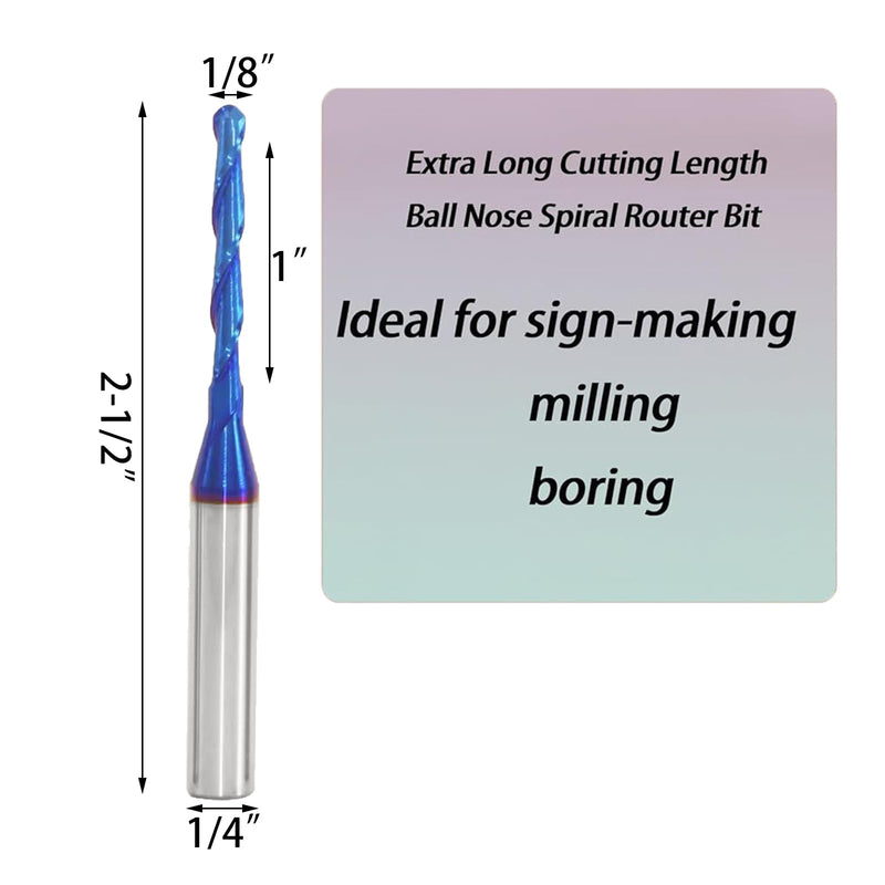 CNC Router Bit Set, 4-Piece Spiral Flute Collection, 1/4 Inch Shank, 30 Degree V-Groove, Ball Nose, Single O-Flute, Straight Cutting Bits VT233 V-Groove, Ball Nose, O-Flute, Straight Cutting Bits