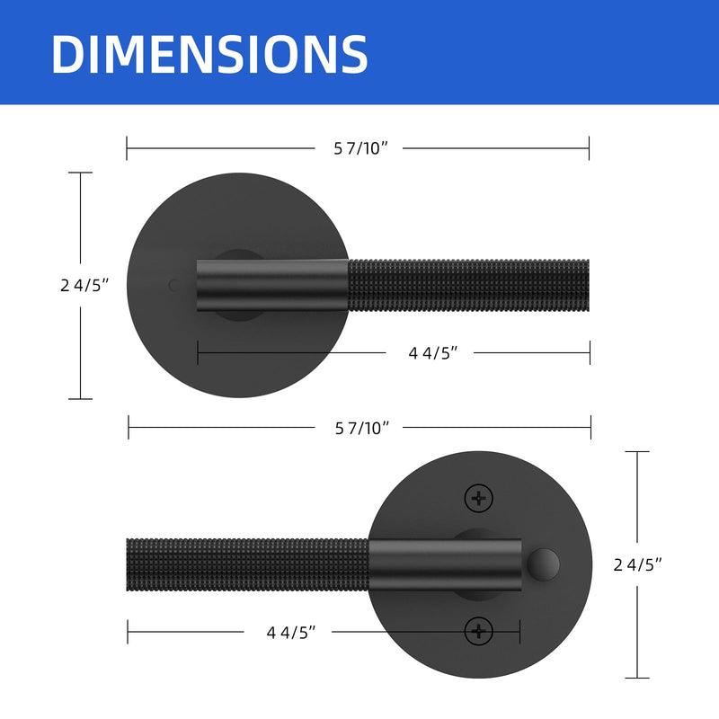 Passage Door Handles, Door Lever for Bedroom or Bathroom | Non-Slip Grip, Easy to Install, Door Handles for Left Right Sided Black-