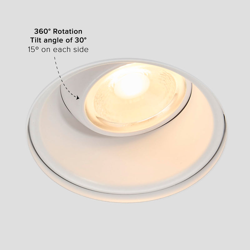 Maxxima 2" Trimless Recessed LED Eyeball Gimbal Downlight, 600 Lumens 5 CCT | Adjustable Color Selectable 2700K/3000K/3500K/4000K/5000K, 360° Rotation, Dimmable Canless IC Rated, J-Box Included