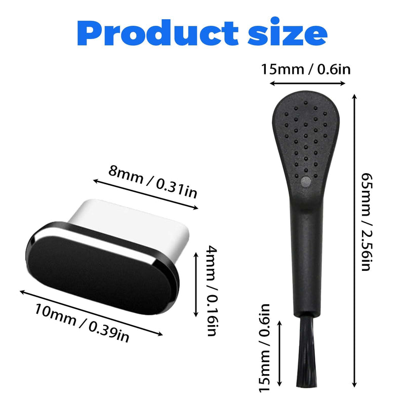 6 Pack Dust Plug for EKO CORE 500,Anti Dust Plug Cover Charging Port Protector Cap with Cleaning Brush for EKO Core 500 Digital Stethoscope (Matte Black) Matte Black