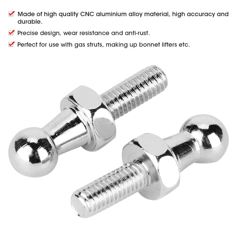 2Pcs Ball Stud Bolt, CNC Aluminium Alloy Ball Stud Bolt for Gas Struts Ball Ended Bonnet (M6) M6