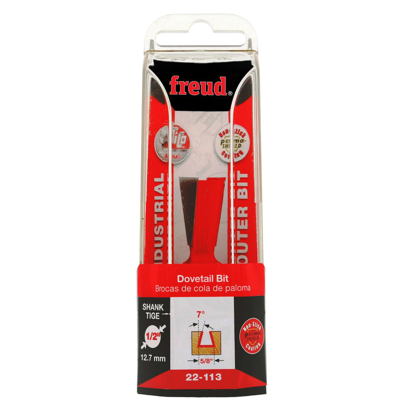 Freud 22-113: 5/8" (Dia.) Dovetail Bit with 1/2" Shank