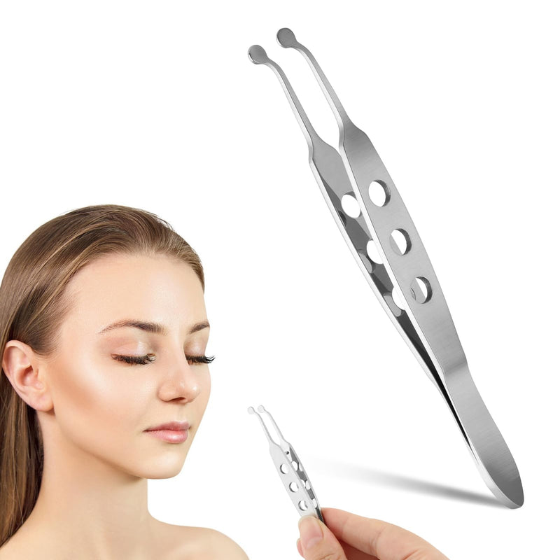 Meibomian Gland Expressor, Stainless Steel Eyelid Massage Tweezer with Positioning Pin, Eyelid Gland Blockage Unblocking Physiotherapy Tools, Eyeli-d Expressor for Dry Eyes(SIZE:3x3mm/0.12x0.12inch) 3x3mm/0.12x0.12inch