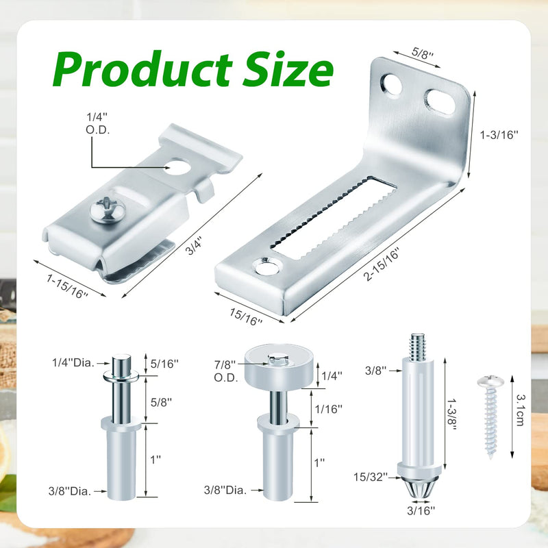 Bi-Fold Door Hardware Repair Kit, Closet Door Hardware for 3/8 inch Thick Doors,with Top and Bottom Pivots,Guide Wheel Bifold Closet Door Hardware Repair Replacement