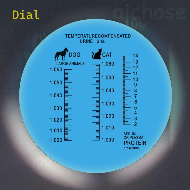 3-in-1 Animal Clinical Refractometer, Measuring Animal's Health Index of Urine Specific Gravity and Serum Protein, Ideal for Veterinary and Pet Owner