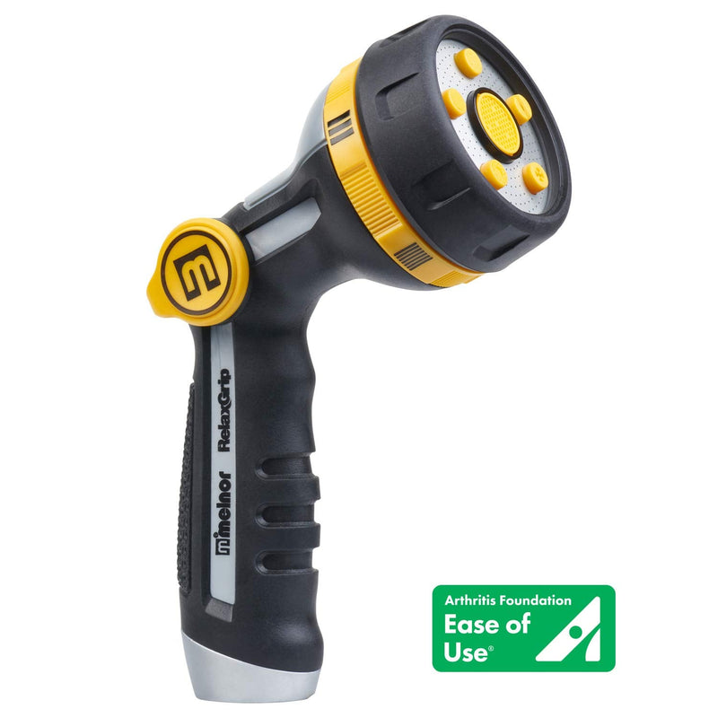 Melnor 65130AMZ RelaxGrip Thumb Control 5 Pattern w/Adpt Nozzle Bundle, QuickConnect Product Adapter, Black, Yellow 5-Pattern
