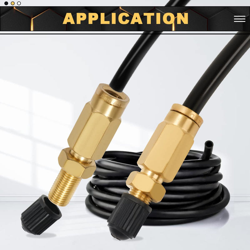 2 Packs 1/4" Air Value Inflation Schrader Valve, Schrader Valve Adapter with Push to Connect Button for 1/4" OD Air Hose Fittings for Semi Trucks Trailers 1/4" OD Schrader Valve 2