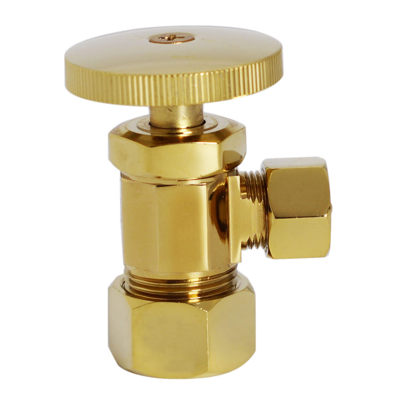 Westbrass D105KFH-01 5/8" x 3/8" OD x 20" Flat Head Riser Supply Line Kit with Round Handle Angle Supply Shut Off Valve for Toilet, Polished Brass 1 Pack