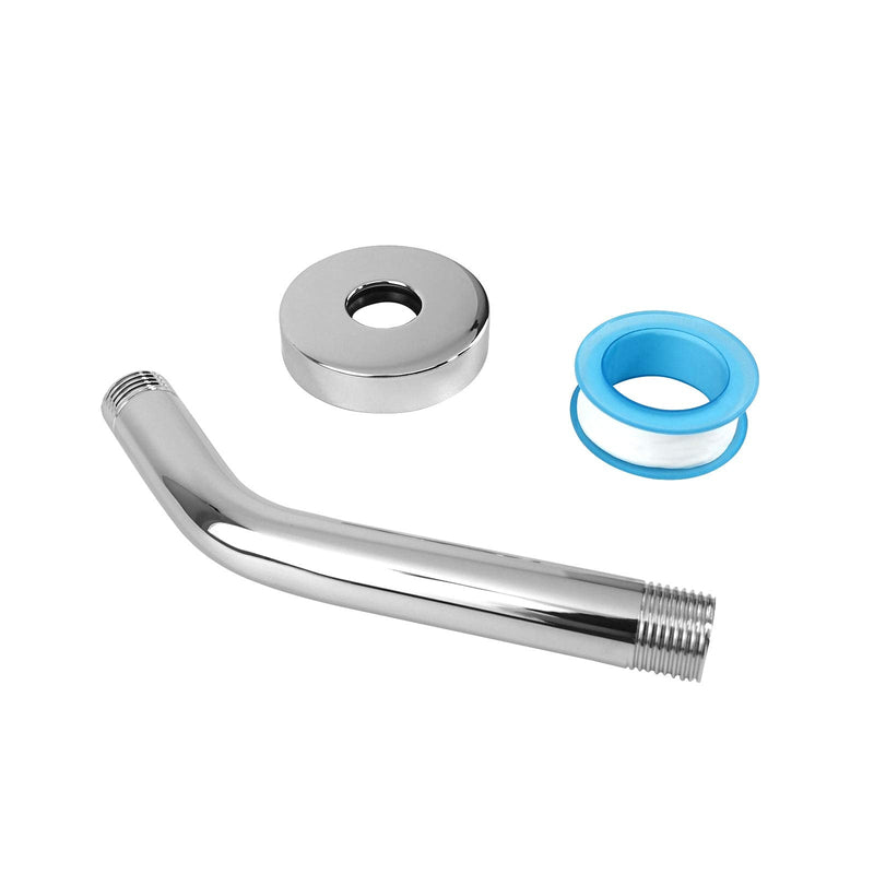 NearMoon 6 Inches Shower Arm + Flange + Teflon Tape, Made of 304 Stainless Steel, Shower Head Extension Extender Pipe Arm, Wall-Mounted For Fixed Bathroom Shower Head, Never Rust (Chrome) 6 Inch Chrome Finish