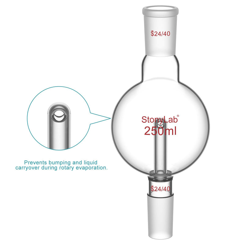 stonylab Rotary Evaporator Bump Trap 24/40 Outer Upper Joint, 24/40 Standard Taper Inner Lower Joint, 250 ml