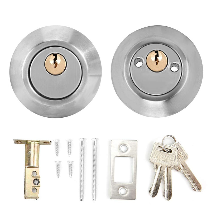 Double Cylinder Lockset, Double Cylinder Lock, Keyed Deadbolt on Both Sides with Adjustable Two Way for Enhanced Front Door Security (Stainless Steel)