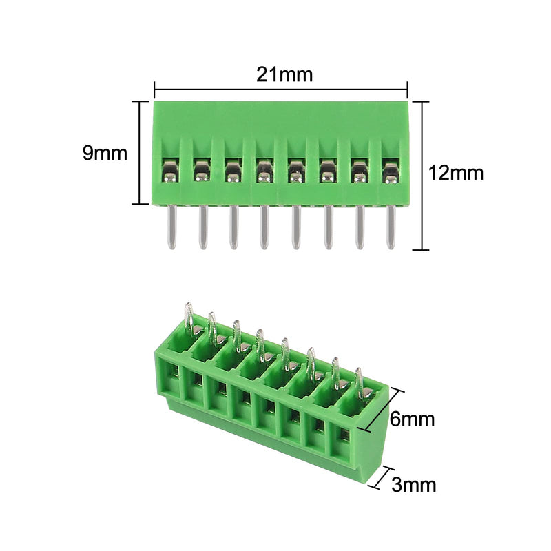 DIANN 10pcs PCB Connectors 8Pin 2.54mm 0.1" Pitch Screw Terminal Block Connector 150V 6A PCB Terminal Block Connector for 26-18AWG Cable 8Pin-10pcs