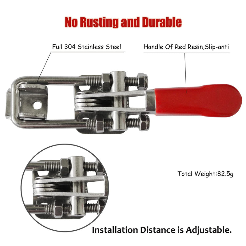 2pcs Heavy Duty Toggle Clamp Capacity 400LBs, 304 Stainless Steel Adjustable U Bolt Holding Quick Release Latch (40323-2pcs) 40323-2pcs