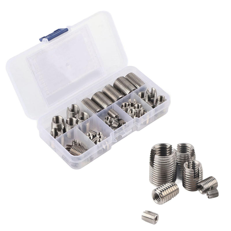 Fafeicy Stainless Steel Thread Insert, 50Pcs 302 Stainless Steel Inner Thread Self Tapping Thread Inserts Set Thread Reinforce Repair Tool, Tapping Inserts, Fafeicyzpiw6q52hg